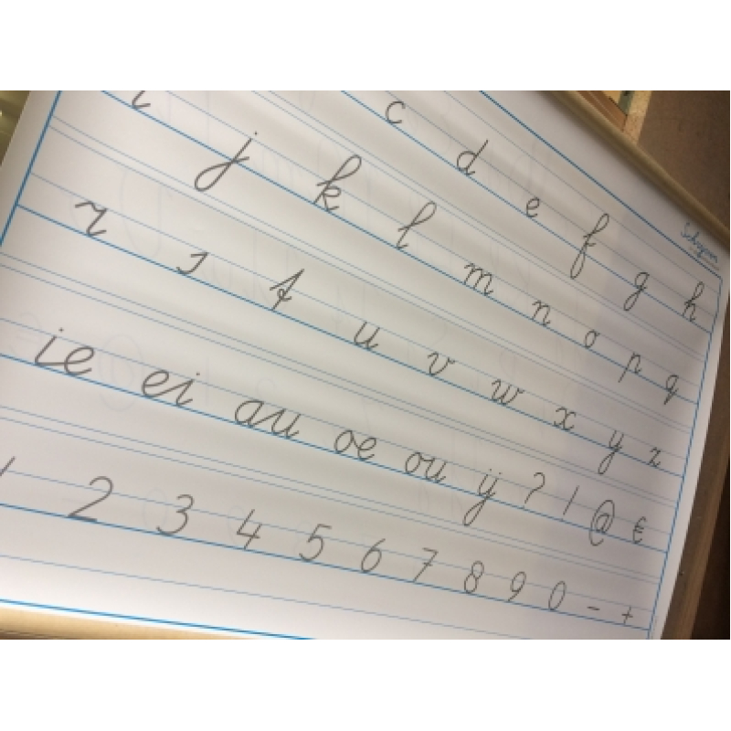 Vintage schoolplaat met letters en cijfers